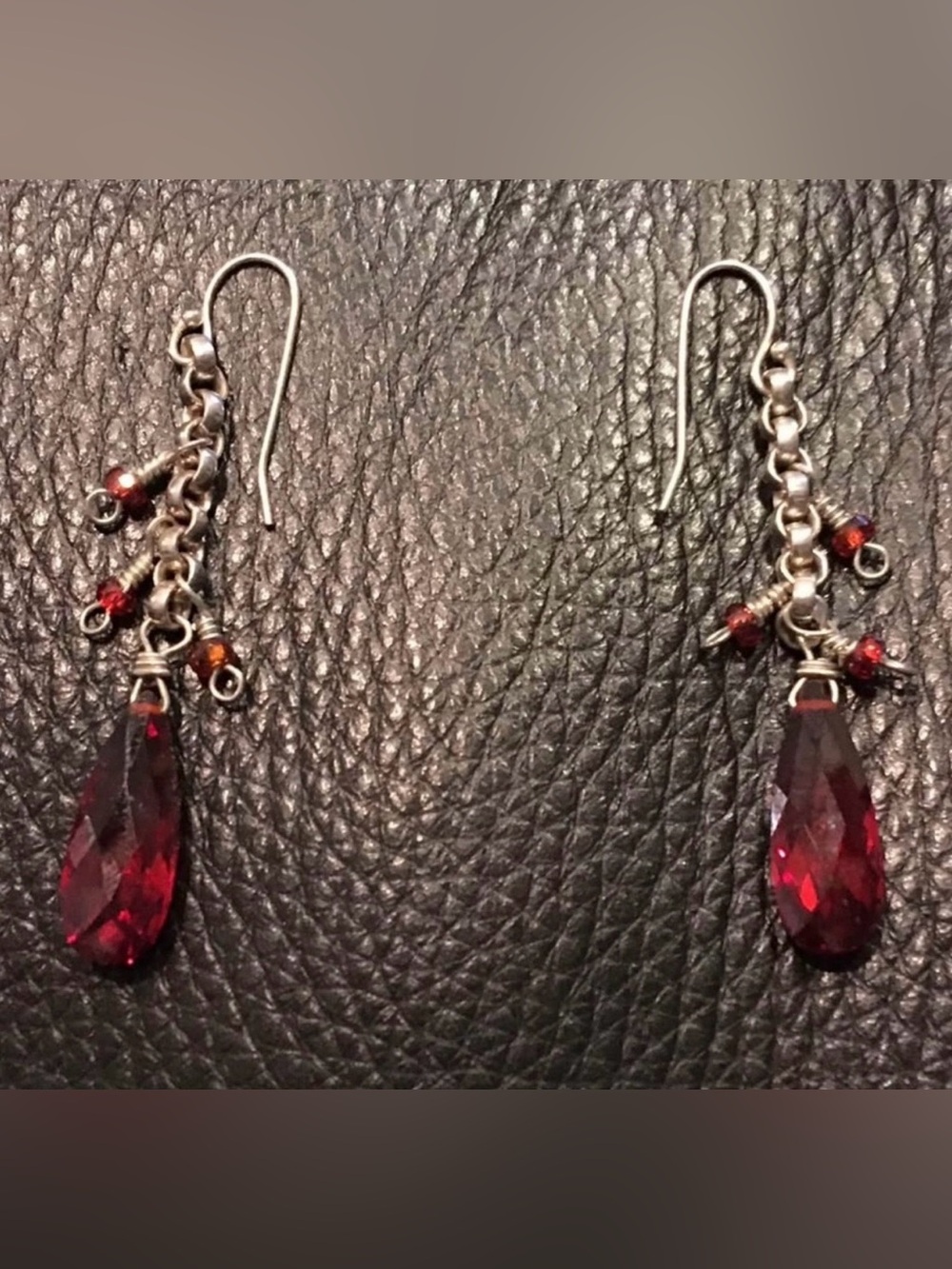 Elegant Sterling Silver and Paprika Dangle Earrings